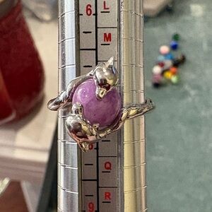 Silver and Purple Dolphins Interchangeably Ring. Marked 925